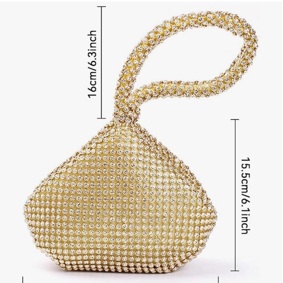 Women's Evening Bags Glitter Rhinestone Triangle Purse - Picture 2 of 7